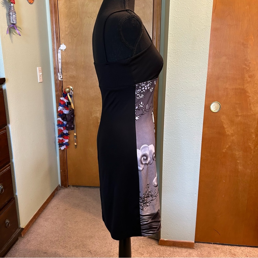 Rampage vintage 90s Y2K spaghetti strap midi dress geisha image size M flawed - Picture 2 of 10